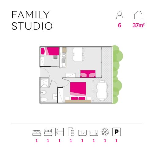 Isamar Ferielandsby - bygningsplan over boligkomplekset - Family Studio Floor